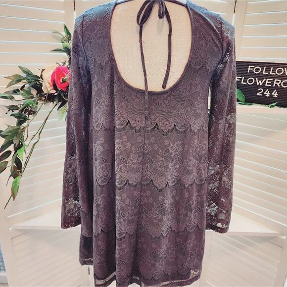 Altar'd State Gray Lace Tunic Short Casual Dress Size Small - Picture 5 of 9